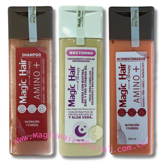 kit Tratamiento Nocturno para la Caida del Cabello + Shampoo para la Caída del Cabello + Acondicionador sin Sal Amino Nueva Formula | Magic Hair
