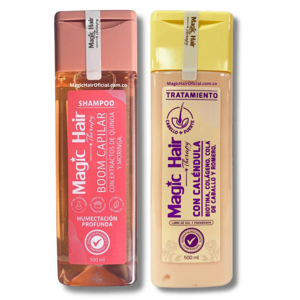 Shampoo Boom para reparar cabello + Tratamiento con Calendula para la caida del cabello Magic Hair