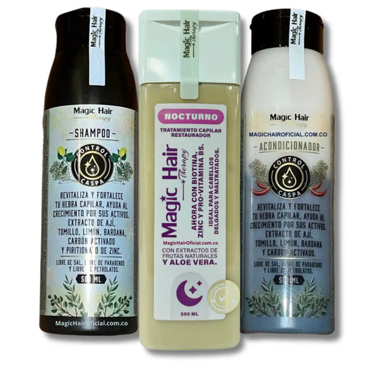 Kit Anticaspa Cabello Black + Tratamiento Nocturno | Magic Hair