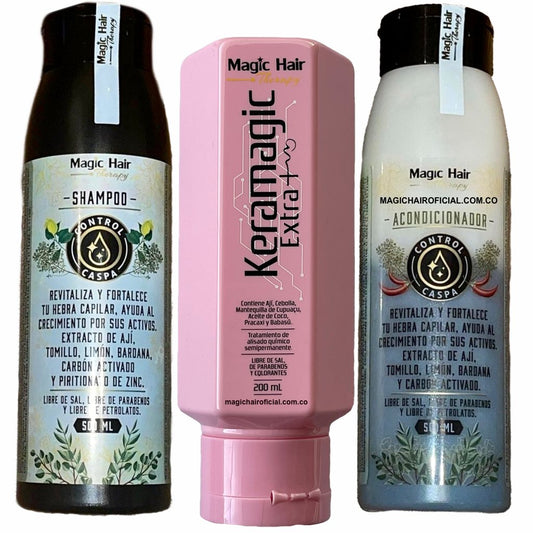 Kit Keratina Keramagic Extra + Champú Acondicionador Anticaspa | Magic Hair