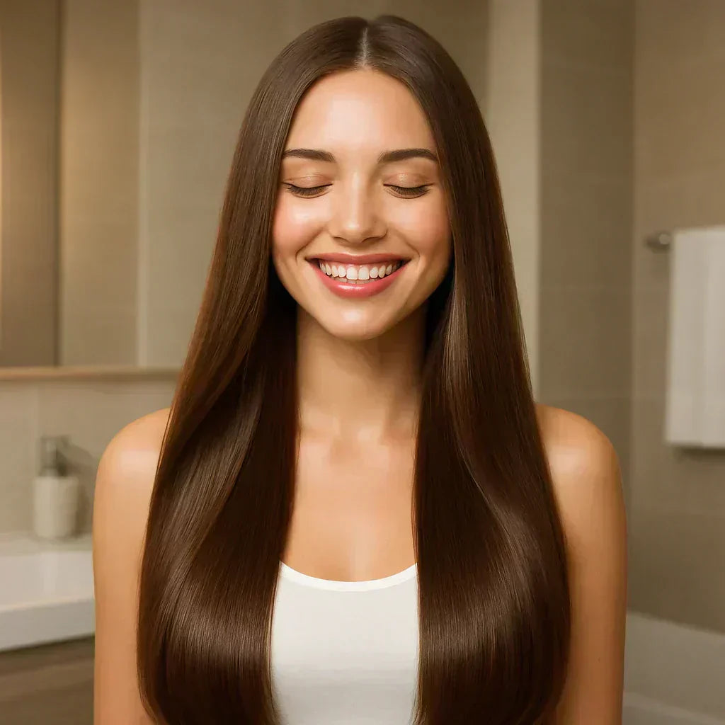 Cabello brillante y sedoso después de un proceso de detox capilar profesional con Magic Hair