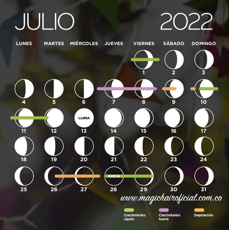 Calendario lunar de julio 2022