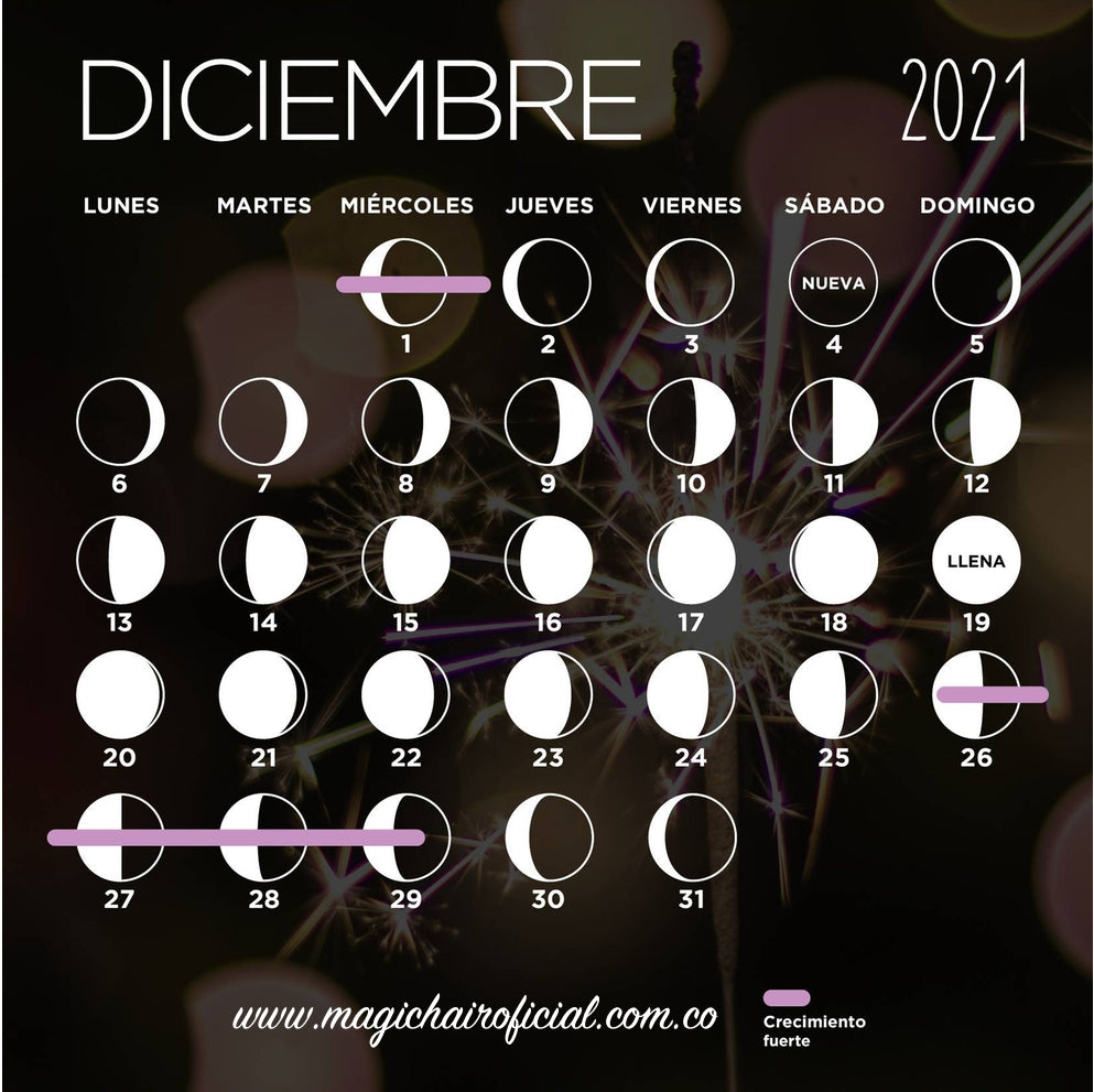 Calendario lunar de diciembre 2021