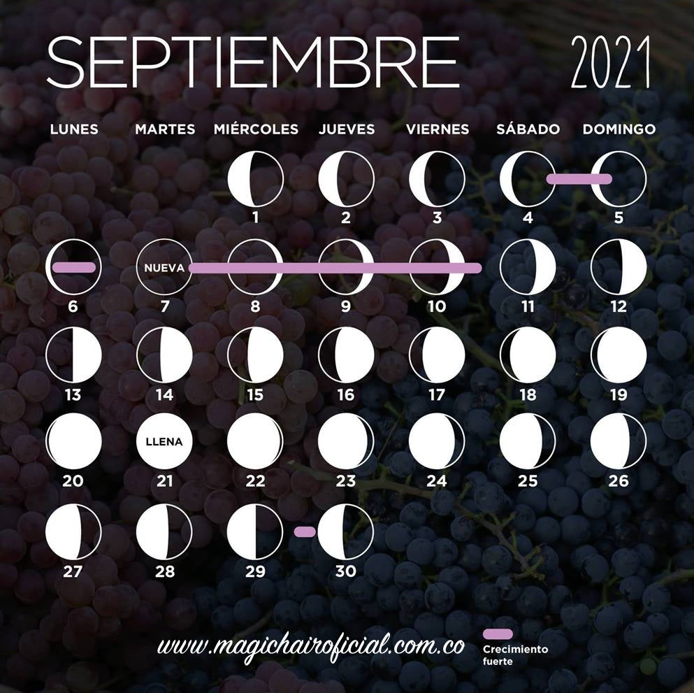 Calendario lunar de septiembre 2021