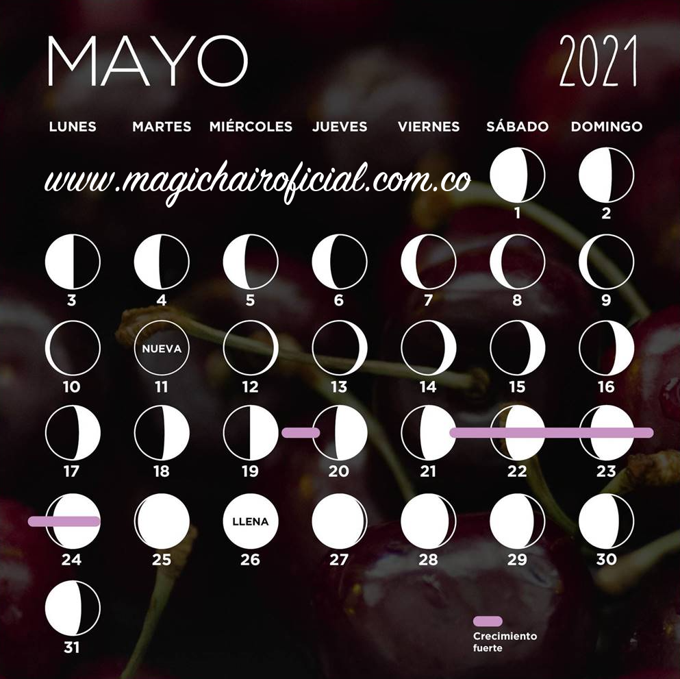 Calendario lunar de mayo 2021
