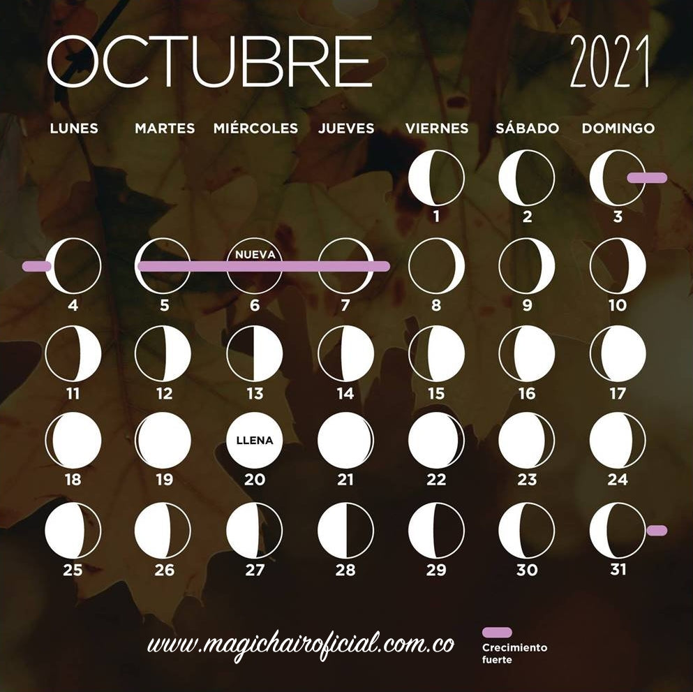 Calendario lunar de octubre 2021