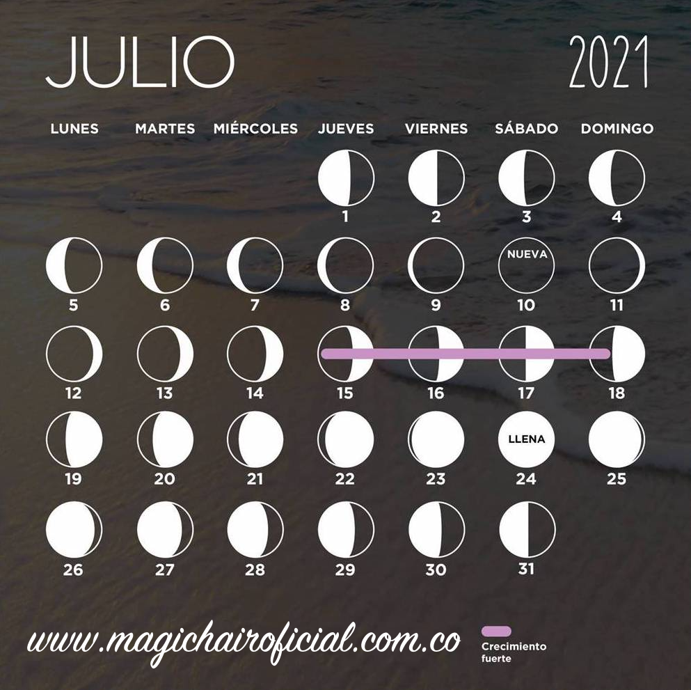 Calendario lunar de julio 2021