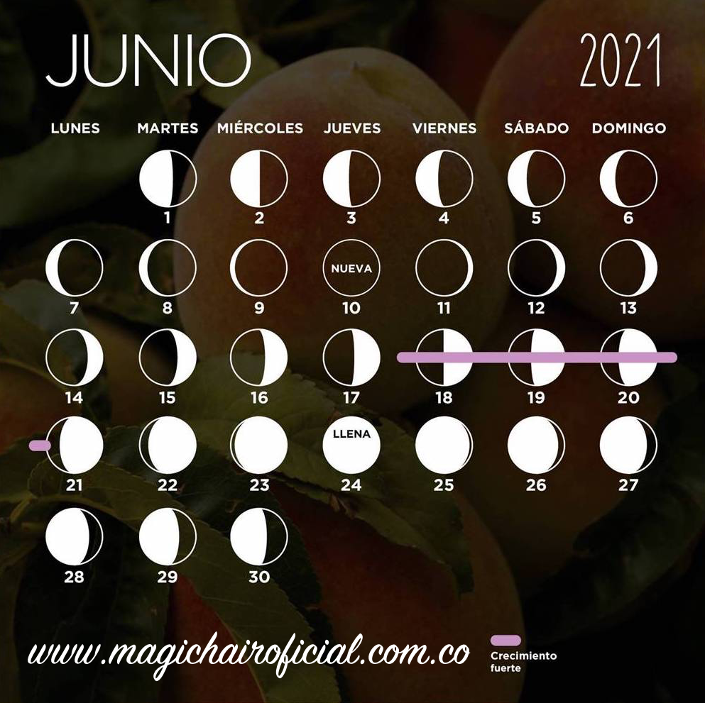 Calendario lunar de junio 2021