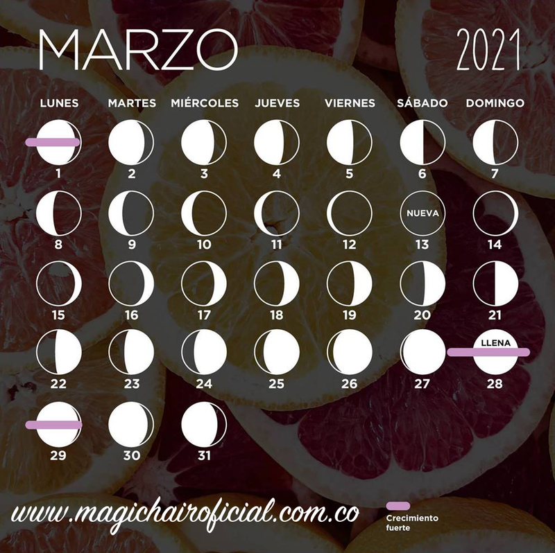 Calendario lunar de marzo 2021