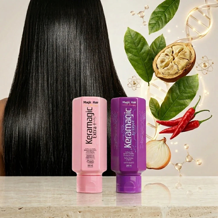 Kit Keramagic alisado progresivo sin formol junto a cabello liso brillante magic hair oficial Medellin Colombia
