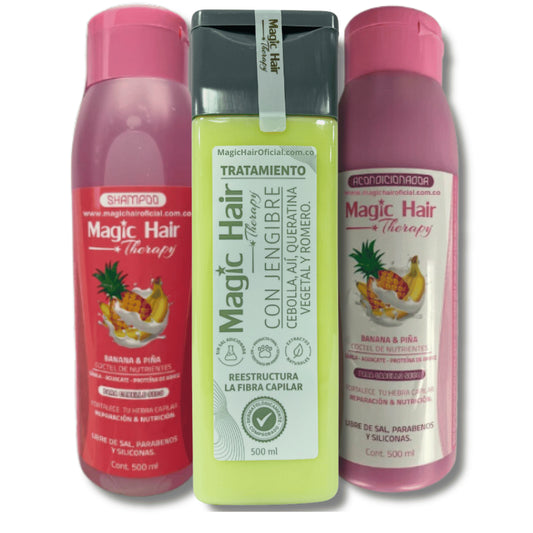 Kit Rescate Capilar: Tratamiento de Cebolla + Shampoo + Acondicionador Anticaída para Cabello Seco | Magic Hair