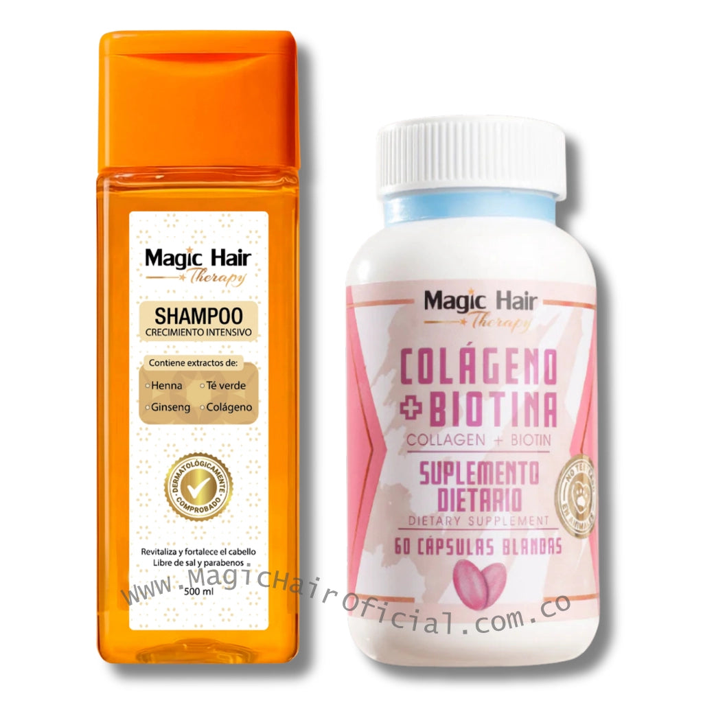 Kit Biotina y Colágeno + Shampoo Crecimiento Acelerado para Cabello Débil