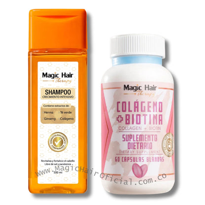Kit Biotina y Colágeno + Shampoo Crecimiento Acelerado para Cabello Débil