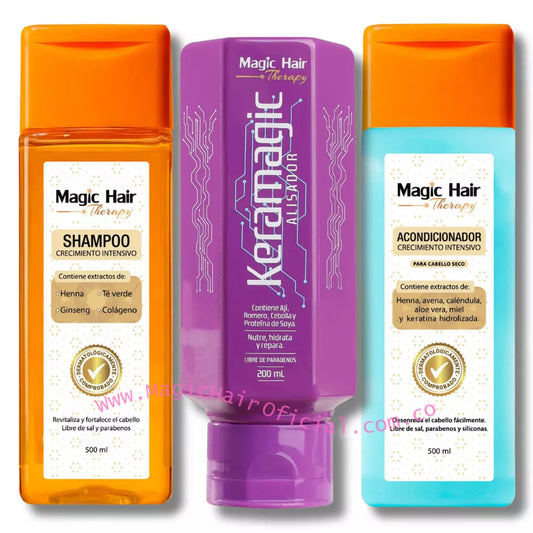 Kit Keratina Keramagic Y Crecimiento Para Cabello Rebelde 3 Productos