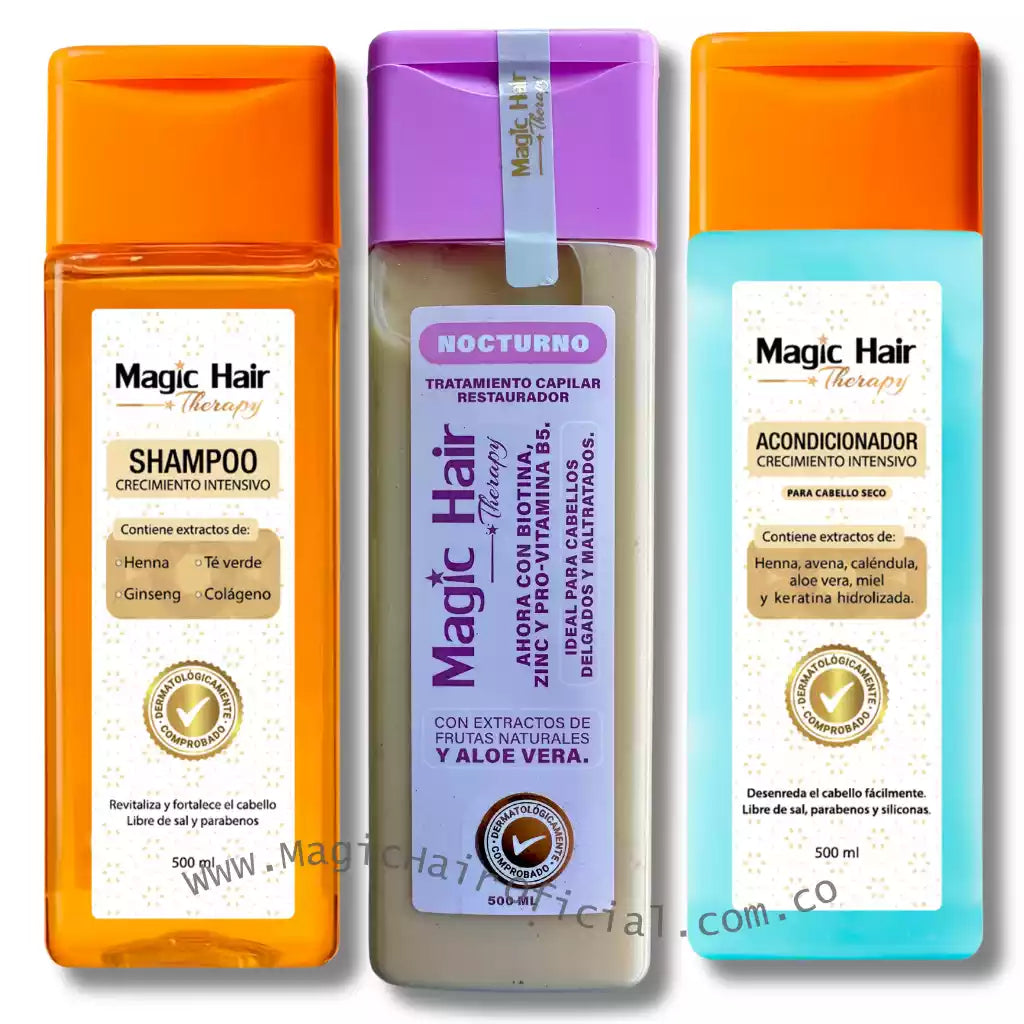 Kit Shampoo Crecimiento Acelerado Y Tratamiento Caída Cabello Fino 3x500ml