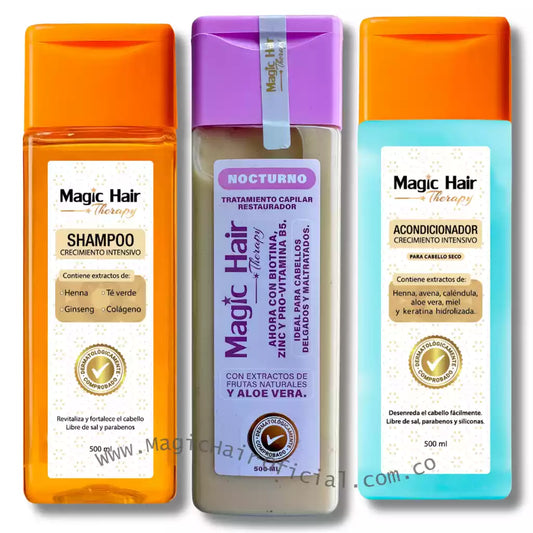 Kit Shampoo Crecimiento Acelerado Y Tratamiento Caída Cabello Fino 3x500ml