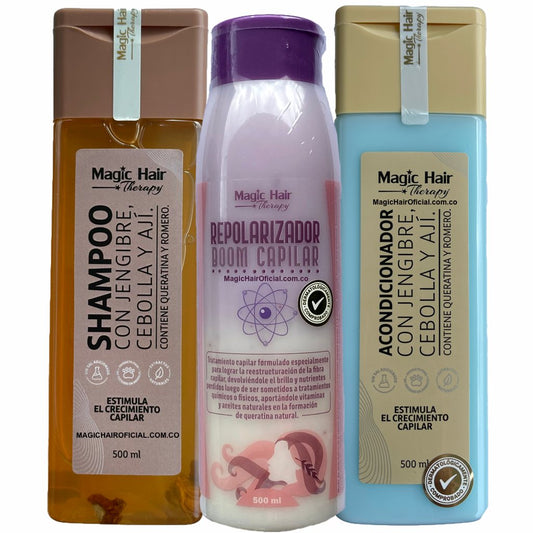 Kit Crecimiento Cabello Repolarizacion Capilar + Shampoo de Cebolla + Acondicionador | Magic Hair