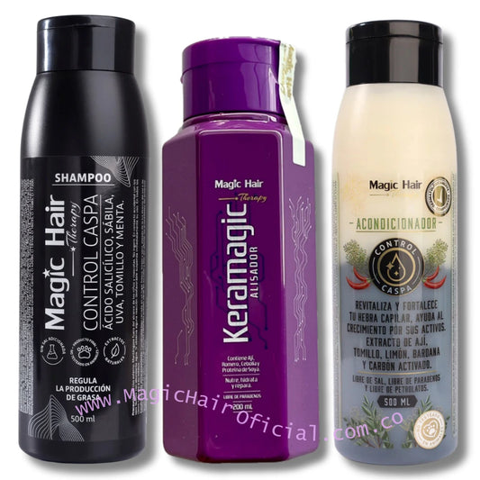 Kit Shampoo para la Caspa + Acondicionador Anticaspa + keratina keramagic | Magic Hair