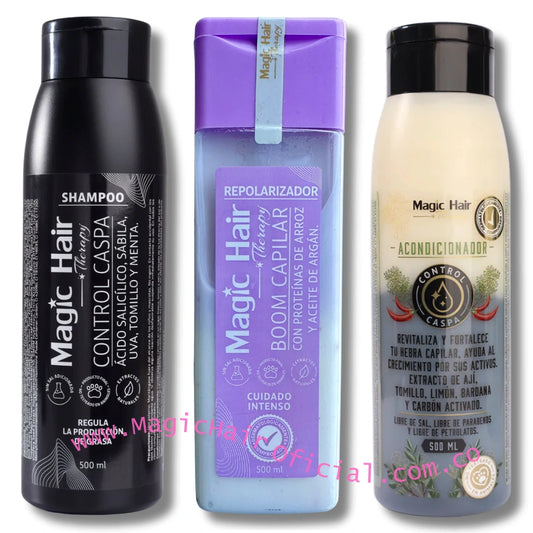 Kit Shampoo para la Caspa + Acondicionador Anticaspa + Repolarizador Capilar | Magic Hair