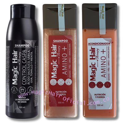 Kit Shampoo para la Caspa + Shampoo para la Caida del Cabello + Acondicionador sin Sal | Magic Hair