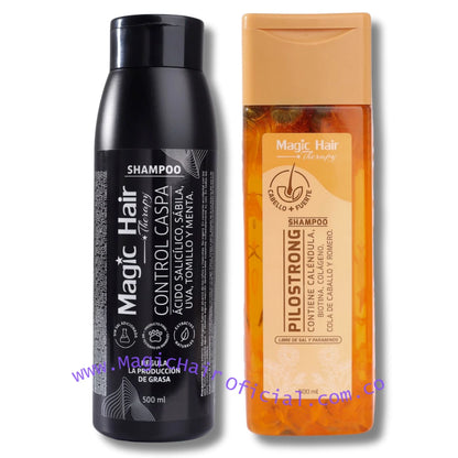 Kit Shampoo para la Caspa + Shampoo para la Caida del Cabello Pilostrong | Magic Hair