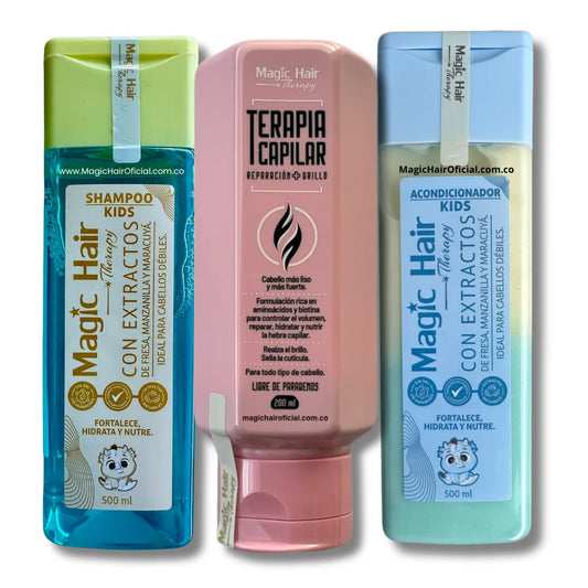 Kit Terapia Capilar Reparación + Champú Acondicionador Kids Niños | Magic Hair