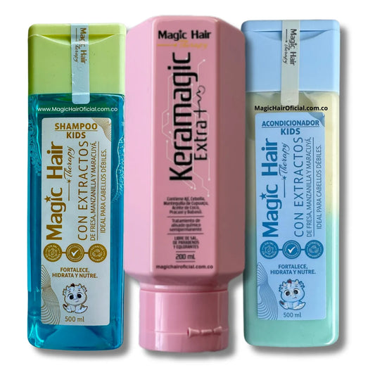 Kit Keratina Keramagic Extra + Champú Acondicionador Kids Niños | Magic Hair