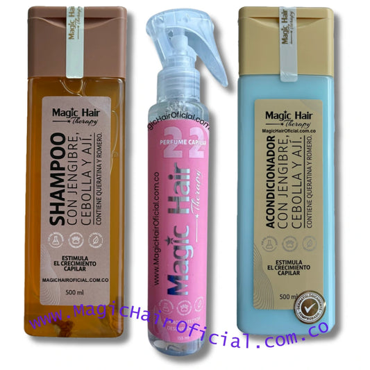 Shampoo de Cebolla + Acondicionador sin Sal + Termoprotector para el Cabello | Magic Hair