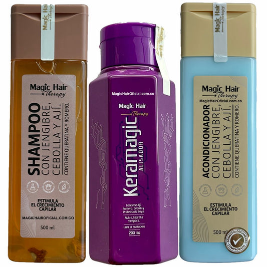 Shampoo de Cebolla + Acondicionador + Keratina Keramagic Alisador  | Magic Hair