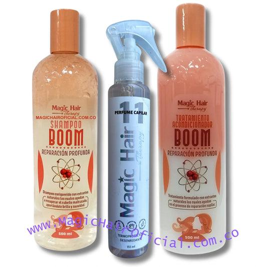 Shampoo para Cabello Tinturado + Acondicionador sin Sal + Termoprotector para el Cabello Aroma Fresco