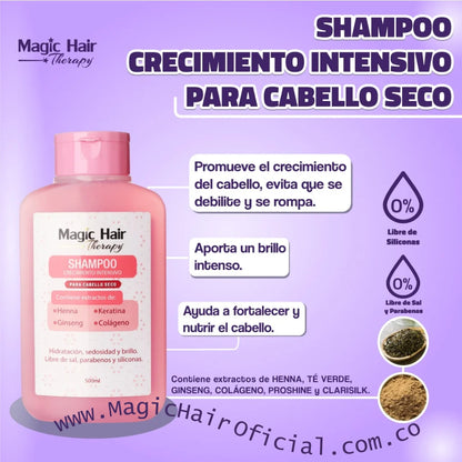 kit keratina para Cabello Crespo + Shampoo para Cabello Seco + Acondicionador | Magic Hair