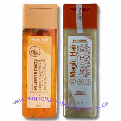 kit Shampoo para la Caida del Cabello Pilostrong + Shampoo Crecimiento Acelerado | Magic Hair