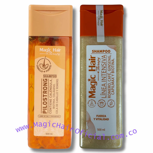 kit Shampoo para la Caida del Cabello Pilostrong + Shampoo Crecimiento Acelerado | Magic Hair