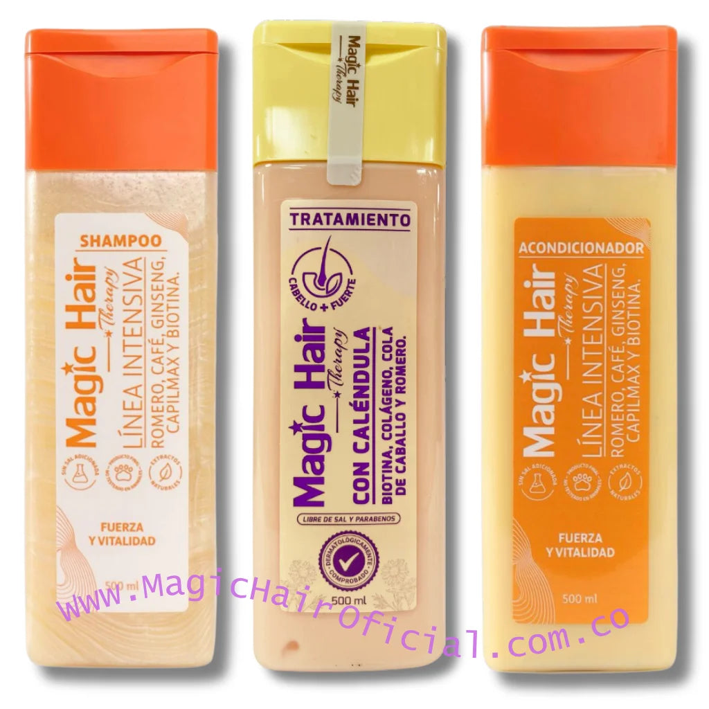 kit Tratamiento con Caléndula para la Caída del Cabello + Shampoo Crecimiento Acelerado + Acondicionador sin Sal | Magic Hair