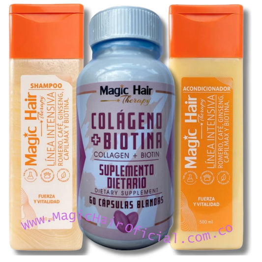 kit Biotina y Colageno + Shampoo Crecimiento Acelerado + Acondicionador sin Sal Magic Hair