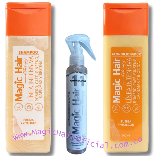 kit Termoprotector para el Cabello Aroma Fresco + Shampoo Crecimiento Acelerado Nueva Formula + Acondicionador sin sal | Magic Hair