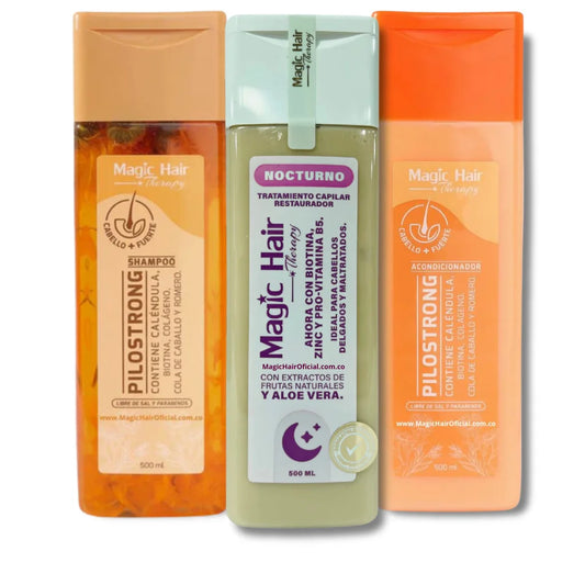 Kit Shampoo Caída Cabello Pilostrong + Acondicionador + Tratamiento Nocturno