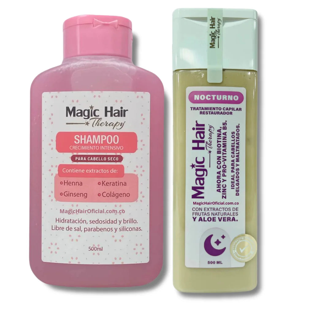 Kit Crecimiento Cabello Seco Shampoo Tratamiento Nocturno⎜Magic