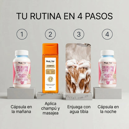 Kit Biotina y Colágeno + Shampoo Crecimiento Acelerado para Cabello Débil