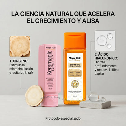 Kit Shampoo Crecimiento Acelerado + Keratina Cabello Ondulado 700ml