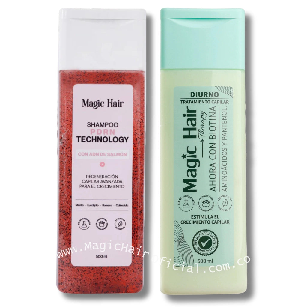 Kit con shampoo de romero y tratamiento para la caida del cabello que combate el estancamiento capilar magic hair oficial medellin