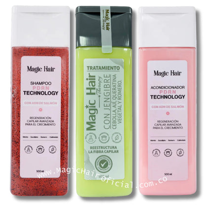 Kit de 3 envases con shampoo de romero para detener la caída capilar magic hair oficial medellin