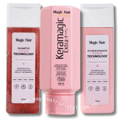 Kit de 3 productos con keratina orgánica y shampoo de romero magic hair oficial medellin