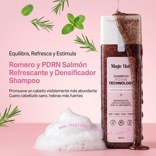 Kit de cuidado con shampoo de romero y PDRN salmon para fortalecer el cabello debil magic hair oficial medellin