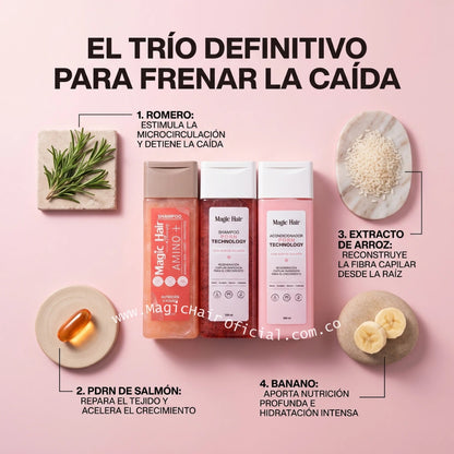 Kit Shampoo de Romero y Anticaída Reparación Cabello Débil 3x500ml