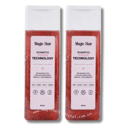 Kit tratamiento con dos shampoo de romero y PDRN salmón para crecimiento de cabello estancado magic hair oficial medellin