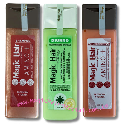 kit Tratamiento Diurno para el Crecimiento del Cabello +  Shampoo para la Caída del Cabello + Acondicionador sin Sal Nueva Formula | Magic Hair