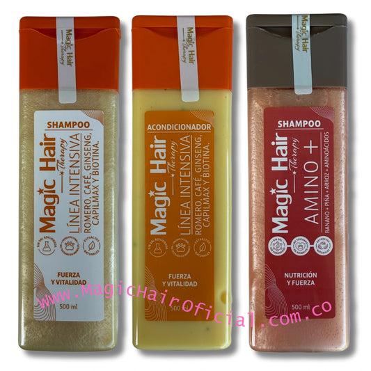 kit Shampoo para la Caída del Cabello +  Shampoo Crecimiento Acelerado + Acondicionador sin Sal Nueva Formula | Magic Hair