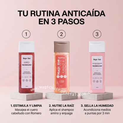 Kit Shampoo de Romero y Anticaída Reparación Cabello Débil 3x500ml