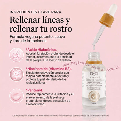 Sérum Niacinamida con ácido hialurónico para rellenar líneas de expresión y redensificar la piel class gold medellin colombia